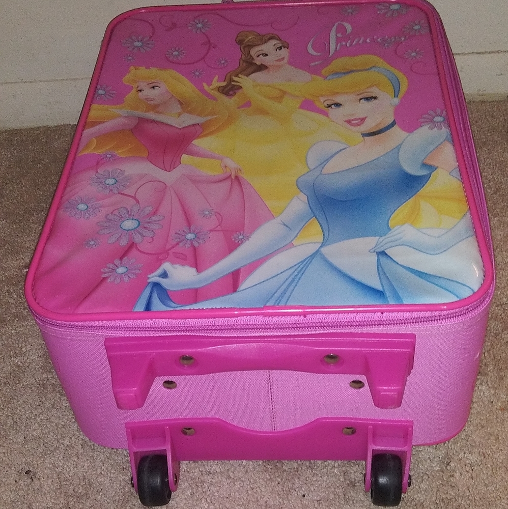 Disney Princess Rolling Suitcase Pink Carry-on Kid-friendly Luggage Excellent - Picture 6 of 12
